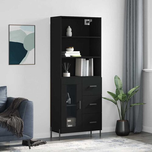  Visoka komoda crni 69,5x34x180 cm konstruirano drvo Cene