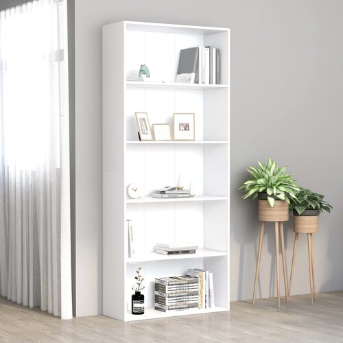 vidaXL Ormarić za knjige s 5 razina bijeli 80 x 30 x 189 cm drveni Cijene