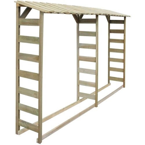 VidaXL Dvojna lopa za shranjevanje drv 300x44x176 cm borovina Slike