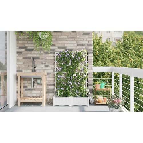 Vrtna saksija 2 pcs Bijeli 80 x 40 x 126 cm Plastika Slike