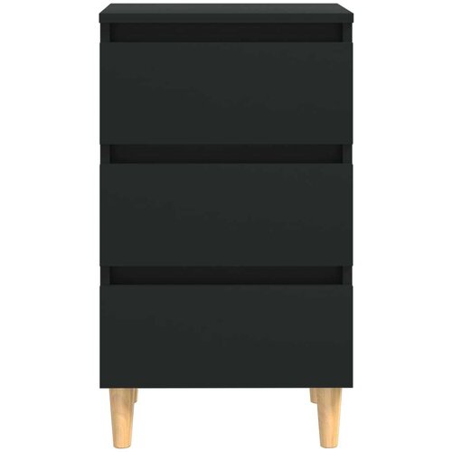 VidaXL noćni ormarić s nogama od masivnog drva crni 40 x 35 x 69 cm Slike