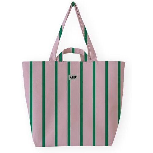 Lori Barcelona Nakupovalne torbe Fine Stripe - Green/Pink Rožnata Cene