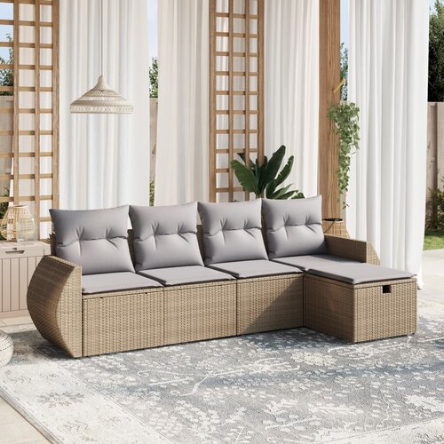 VidaXL 5-dijelni set vrtnih sofa s jastucima bež od poliratana Slike