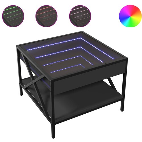 Maison Chic Klubska mizica - kavna mizica - Nizka mizica z neskončnimi LED črna 50x50x38 cm, (21752554) Cene