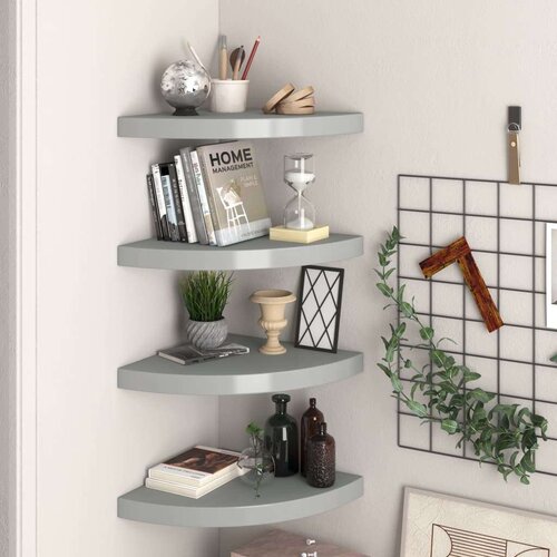 vidaXL plutajuće kutne police 4 kom sive 35 x 35 x 3,8 cm MDF Cene