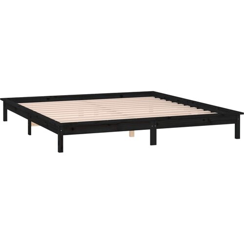  LED okvir kreveta crni 120x190 cm mali bračni od masivnog drva Slike