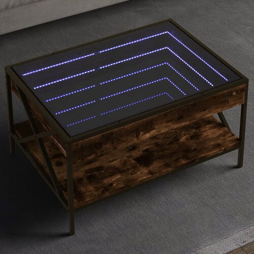 vidaXL Klubska mizica z neskončnimi LED dimljen hrast 70x50x38 cm Cene