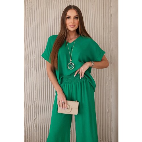 Kesi Włoski Set with necklace blouse + pants green Cijene