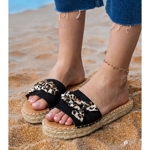 D/CEO Black espadrille slides with a bow Kartis Slike