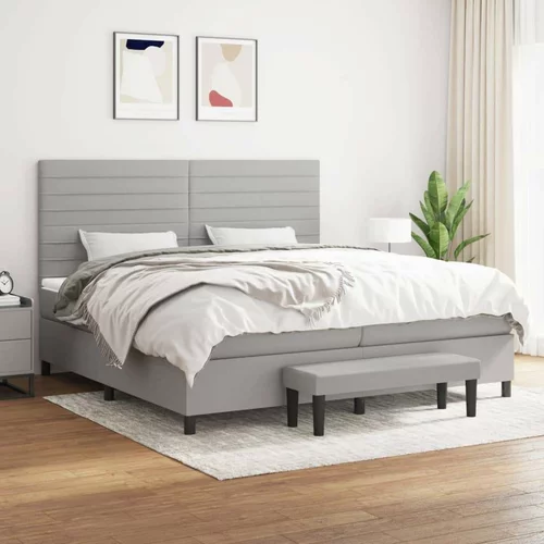  Box spring postelja z vzmetnico svetlo siva 200x200 cm blago, (20898907)