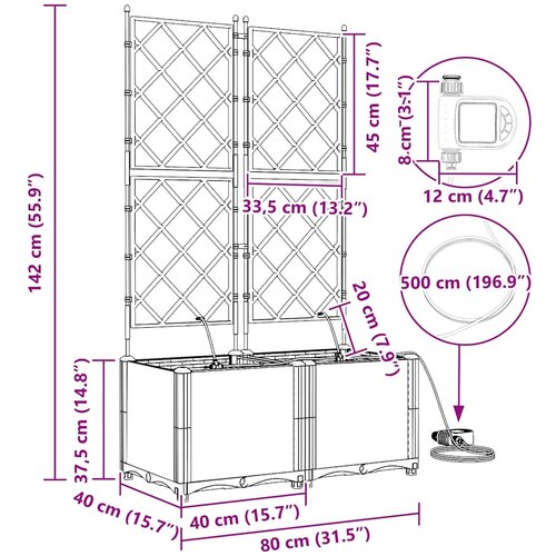  Vrtna saksija 2 pcs Svijetlo siva 80 x 40 x 142 cm Plastika Slike