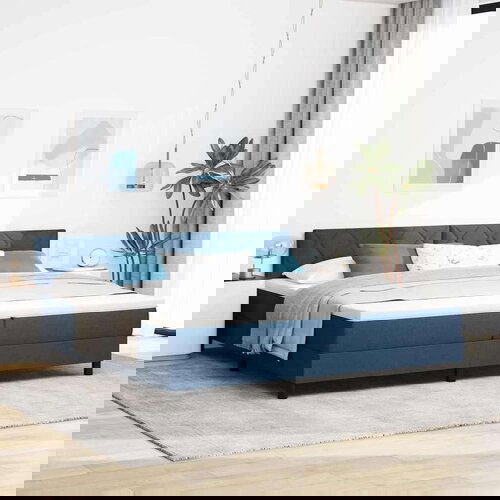 Box spring krevet s madracem Plava 200 x 200 cm tkanina Cijene