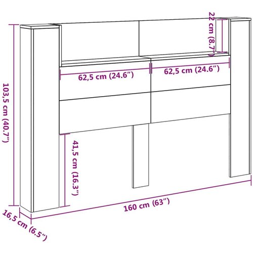  Krevetna ploča s LED-om s policom Sonoma 160 x 16 5 x 103 5 cm - sonoma hrast 160 cm Slike