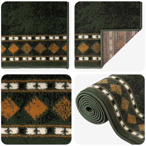  Trkački tepih FLORNES Tkani Zelena Dijamanti 100 x 200 cm PP - Zeleni dijamanti 100 x 200 cm Slike
