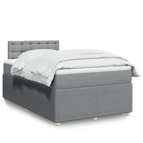 vidaXL Boxspring postelja z vzmetnico svetlo siva 120x190 cm blago