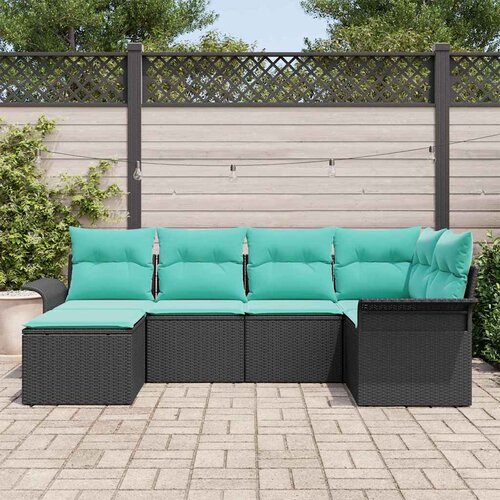  Sjedeća garnitura za vrt 6 kom. Crna poliratan 242,5 x 132,5 x 69 cm Slike