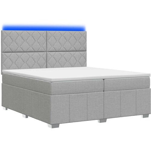  LED okvir za krevet s madracem Svjetlosiva 200 x 200 cm Tkanina Slike