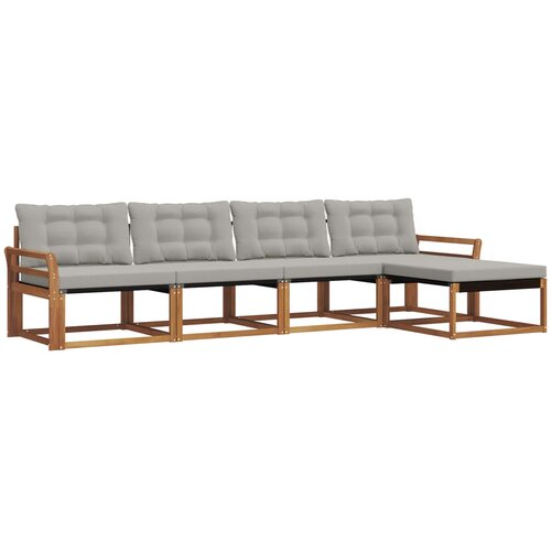  Set vanjskih sofa 5 kom. Prirodna i svjetlosiva Smeđa 333 x 162,5 x 73 cm Slike