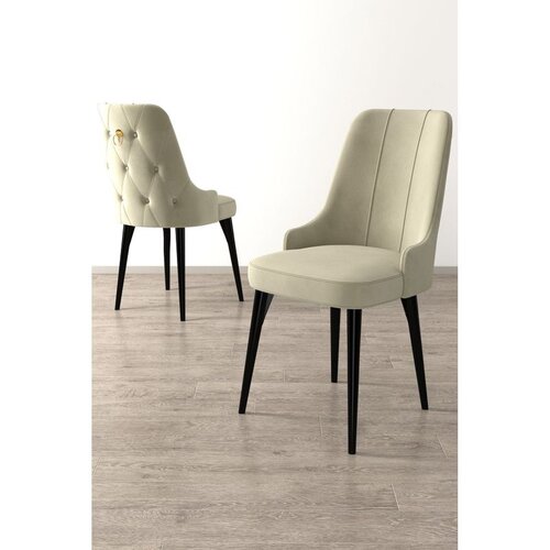 Hanah home set trpezarijskih stolica Enoa 8 kom, krem tkanina Babyface, crne drvene noge Cene
