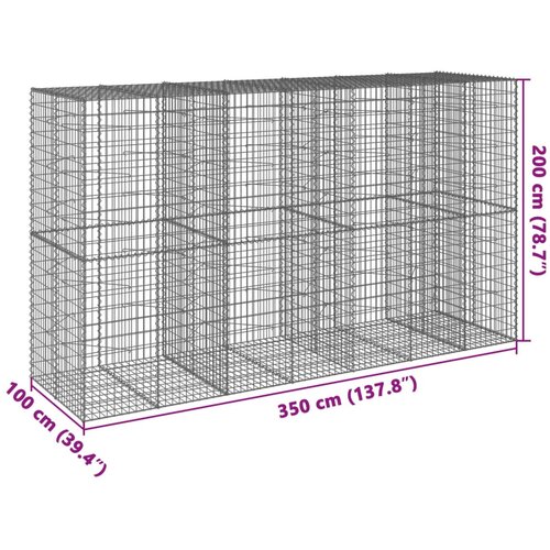  Gabionska ko&amp;scaron;ara s poklopcem 350x100x200 cm pocinčano željezo Slike
