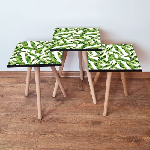 Hanah home 3Shp253 - green greenwhite nesting table (3 pieces) Cene