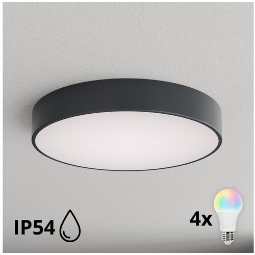 Brilagi LED RGBW plafonsko svetlo za kupatilo CLARE 4xE27/12W/230V pr. 50 cm antracit IP54 Slike