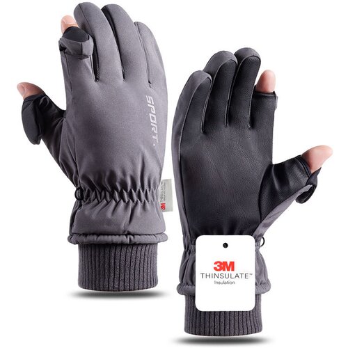 INF rokavice z žametom in flisom grey m, (21658304) Slike