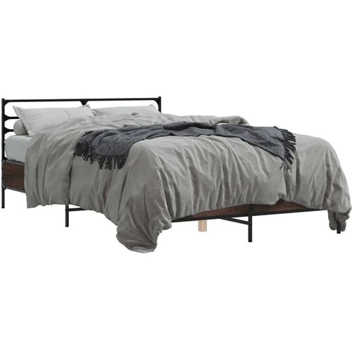  Posteljni okvir rjav hrast 120x190 cm inženirski les in kovina Cene