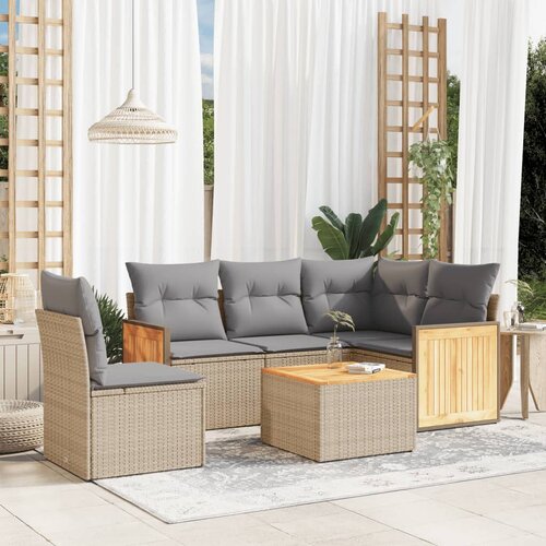 vidaXL 6-dijelni set vrtnih sofa s jastucima bež od poliratana Cijene