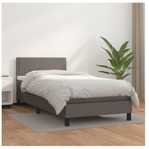  Box spring postelja z vzmetnico siva 80x200 cm umetno usnje Cene