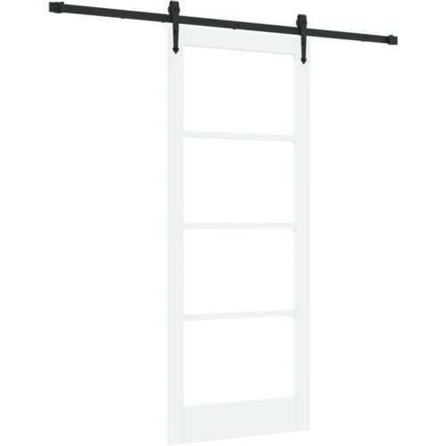 vidaXL klizna vrata s hardware setom bijela 83x202 cm puno drvo bor, unutarnja vrata s staklom 'ORKDAL'bijela 83x202x4 cm Cene