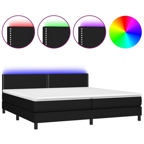 VidaXL Box spring postelja z vzmetnico LED črna 200x200 cm blago, (20725573) Slike