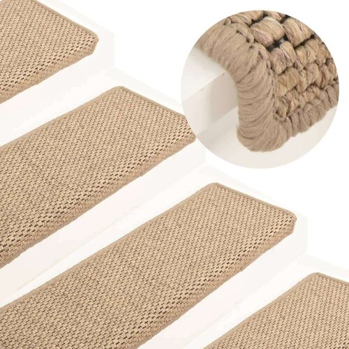 vidaXL Samolepilne preproge za stopnice sisal 15 kosov 65x25cm peščene Cene