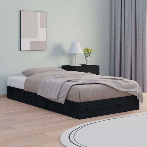  Za krevet od masivnog drva crni 135 x 190 cm 4FT6 bračni Slike
