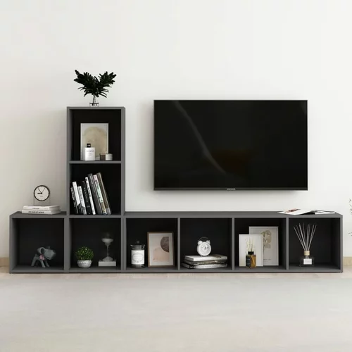vidaXL Komplet TV omaric 3-delni siva iverna plošča, (20914329)