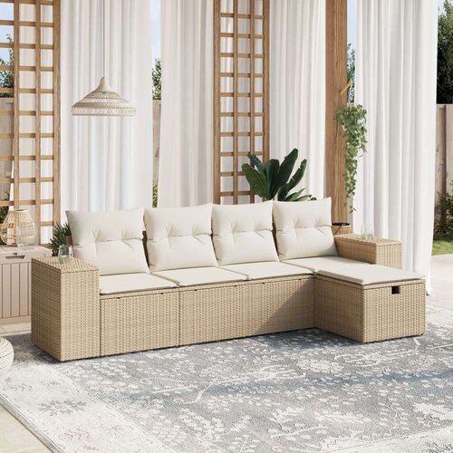  5-dijelni vrtni set sofa s jastucima bež od poliratana Cijene