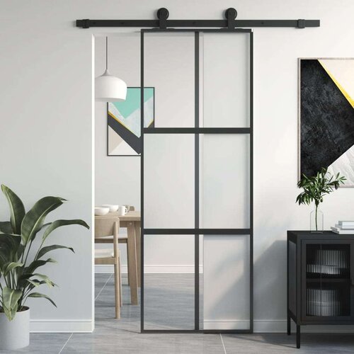  Klizna vrata crna 76x205 cm od kaljenog stakla i aluminija Cijene