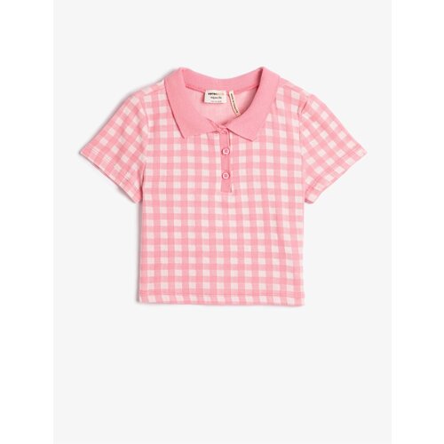 Koton Polo T-Shirt Crop Short Sleeve Button Detailed Slim Fit Slike