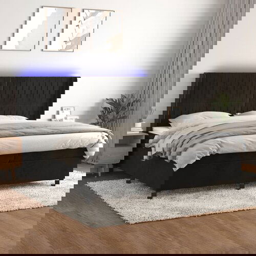 vidaXL Krevet box spring s madracem LED crni 200x200 cm baršun Cijene