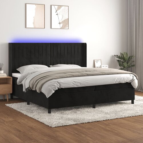 VidaXL Krevet box spring s madracem LED crni 200x200 cm bar&amp;scaron;un Slike