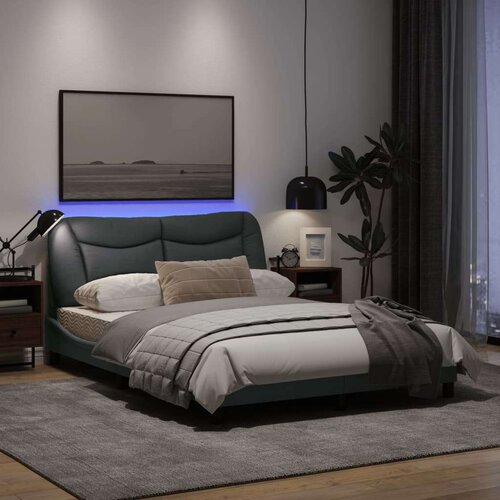  Okvir kreveta s LED svjetlima svjetlosivi 140x200 cm od tkanine Slike
