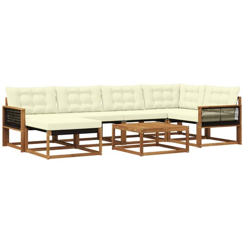 vidaXL Zunanja garnitura za sedenje z blazino 7 pcs Naravna in smetana, (5000272948) Cene