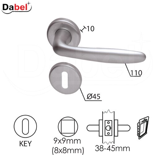 Dabel kvaka za vrata sombor-a ključ ms/mat-ms 8x8/fi 53mm DBP3 0101310 Cene