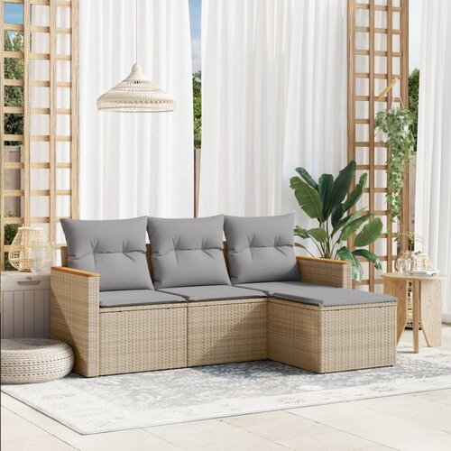 vidaXL 4-dijelni set vrtnih sofa s jastucima bež od poliratana Cijene