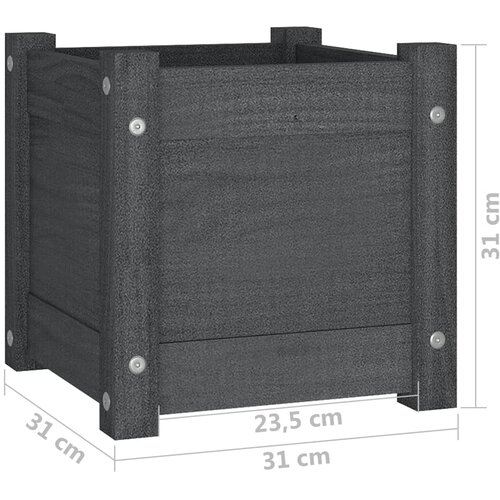  Vrtne sadilice 2 kom sive 31 x 31 x 31 cm od masivne borovine Slike