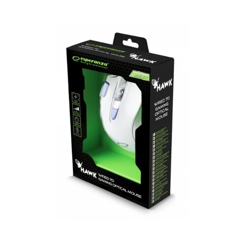Esperanza Miš ESPERANZA GAMING HAWK 7D MX401, WHITE-BLUE, 2400dpi, double-click, ergonomic, EGM401WB Cijene
