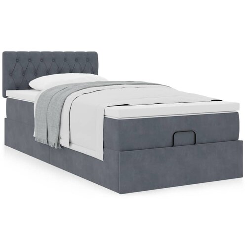 VidaXL Otomanski posteljni okvir z vzmetnico siv 100x200 cm žamet Slike