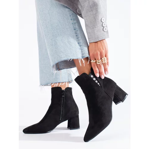SHELOVET Black suede women's boots