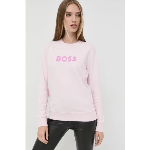 Boss Bombažna mikica ženska, roza barva,