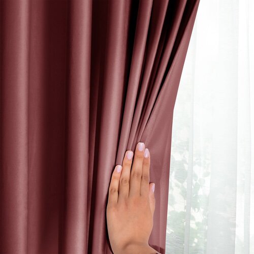 Restilo Rožnata žametna zavesa za delno zatemnitev 140x245 cm Eyelets &amp;ndash; Slike
